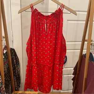 Loft Plus red floral high neck sleeveless blouse, top. Size 24